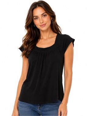 Ann Taylor Loft Black Short Sleeve Top — Size S